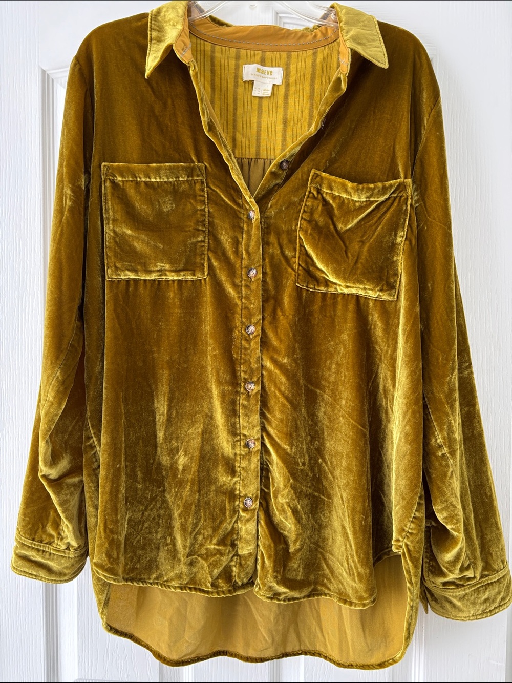 Maeve by Anthropology Velvet Button-Up Jacket in Olive Chartruese